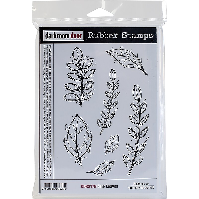 Darkroom Door Fine Leaves Cling Stamps, 7" x 5" (DDRS179) image 1