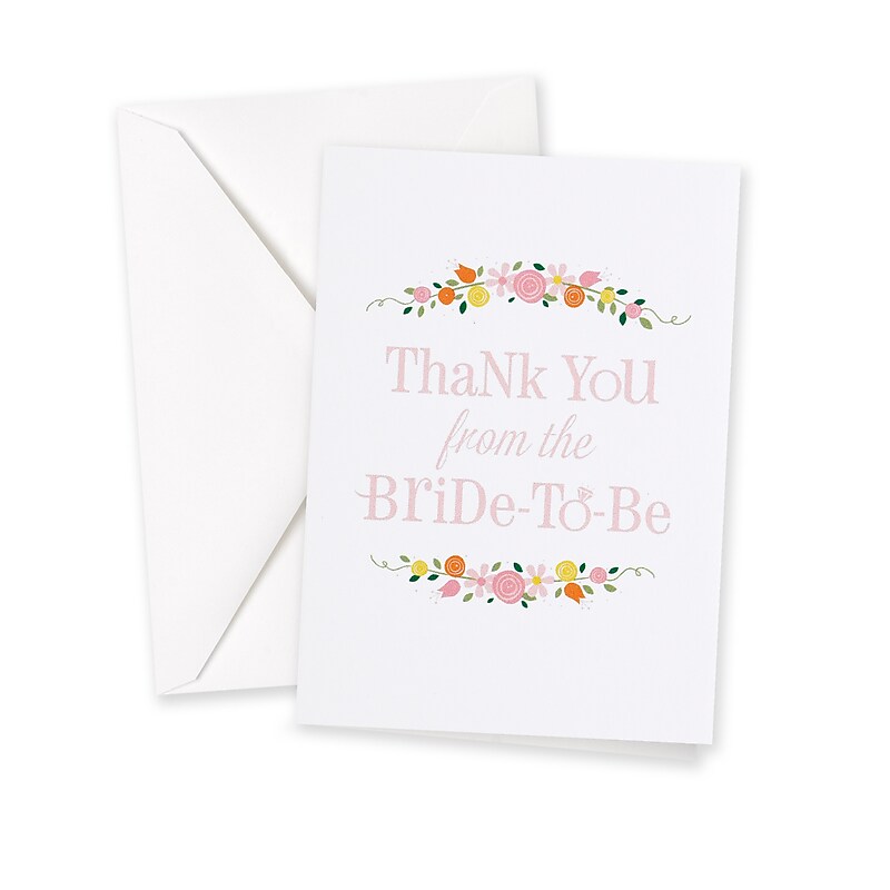 Hortense B. Hewitt Botanical Bridal Shower Thank You Floral, Multi Color, 25 Pack (55169ST) image 1