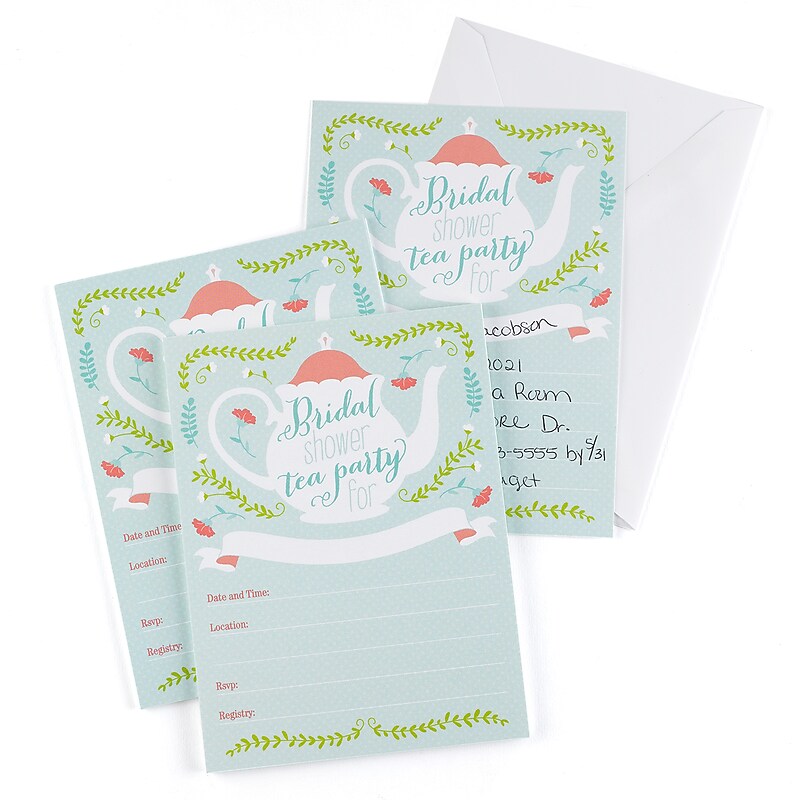 Hortense B. Hewitt Tea Time Bridal Shower Invitation, Multi Color, 25 Pack (42242ST) image 1