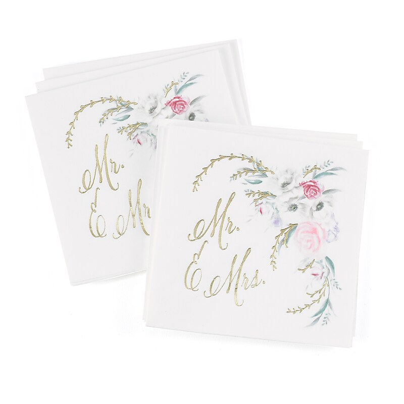Hortense B. Hewitt Ethereal Floral Beverage Napkins, White, 50 Pack (55131ST) image 1