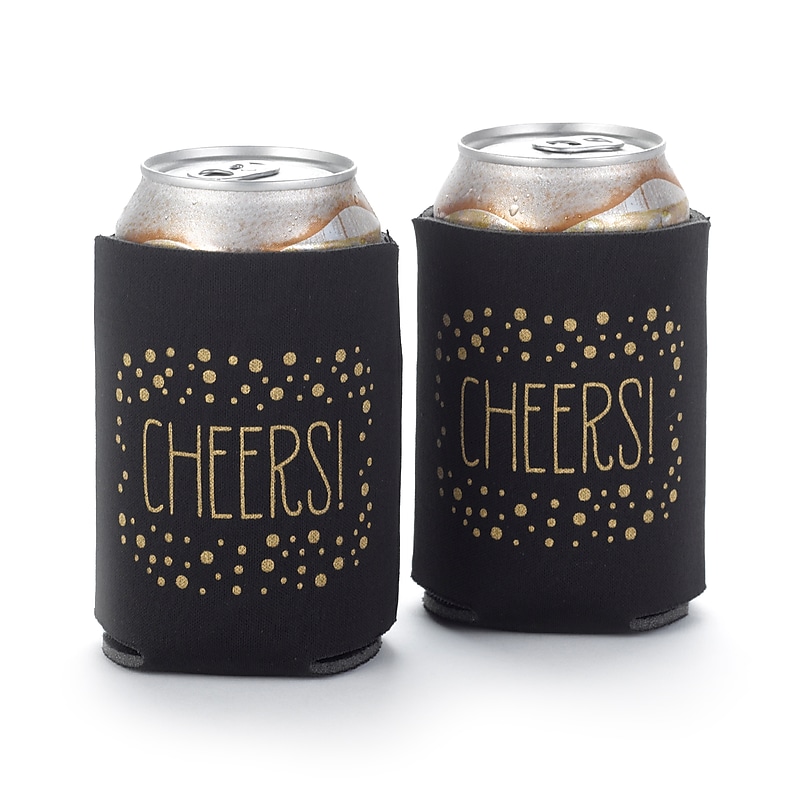 Hortense B. Hewitt Polka Dot Can Coolers, Black, Set of 2 (55140ST) image 1