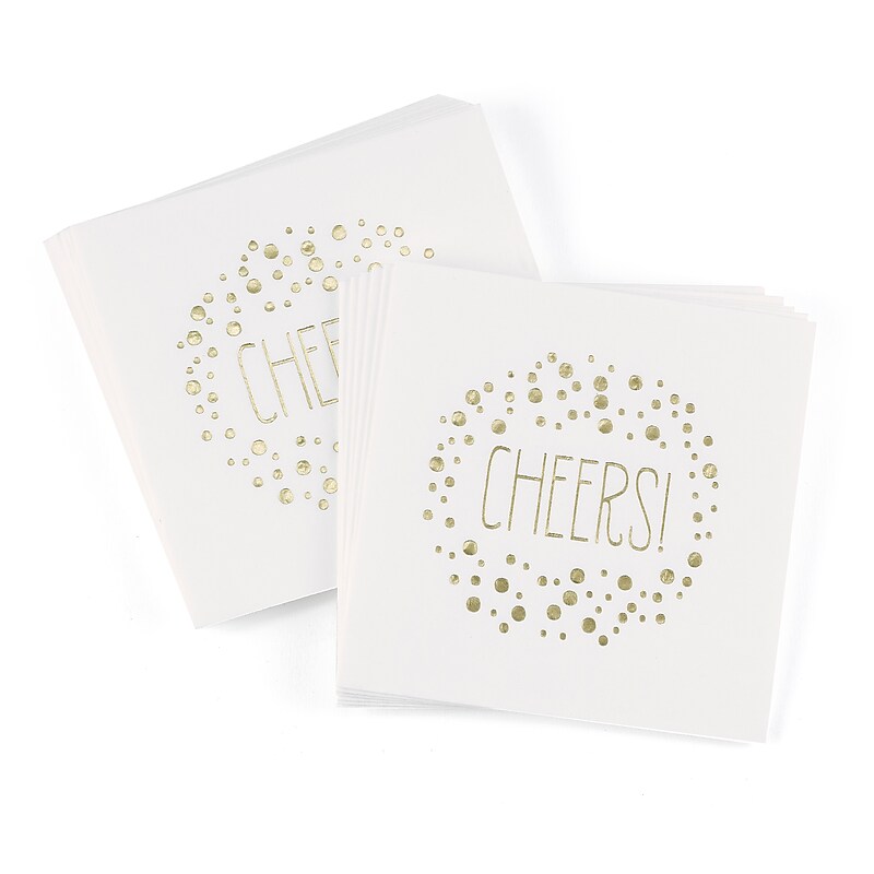 Hortense B. Hewitt Polka Dot Beverage Napkins, White, 50 Pack (55178ST) image 1