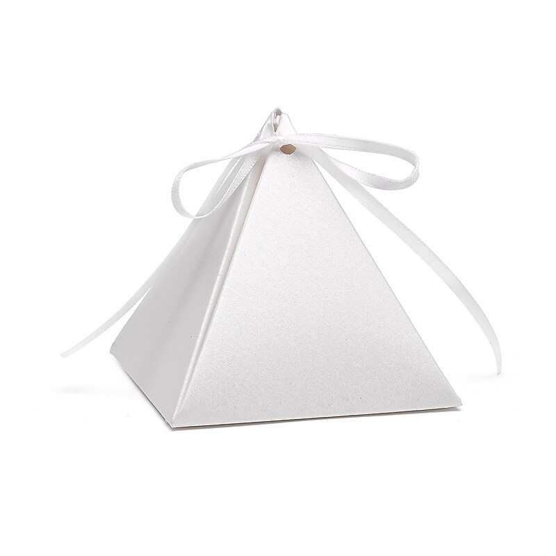Hortense B. Hewitt Pyramid Favor Box, White Shimmer, 25 Pack (54880ST) image 1