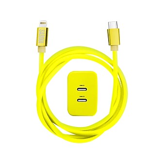 Sarina Glow-in-the-Dark Lightning Home Charging Set for iPhone/iPad/AirPods, Assorted Colors (SA-8GLW-6TCWL-ASST)