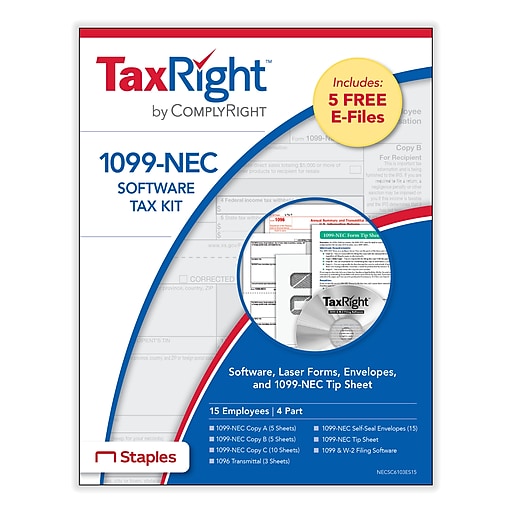 Designed for QuickBooks and Accounting Software 15 Pack 2020 with Product Key Software Download Blue Summit Supplies 1099-NEC 5-Part Tax Form Bundle with TFP Download 