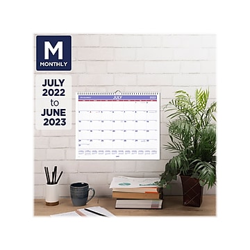 2022-2023 AT-A-GLANCE 12" x 15" Academic Monthly Wall Calendar, White/Purple/Red (AY8-28-23)