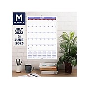 2022-2023 AT-A-GLANCE 22.75" x 15.5" Academic Monthly Wall Calendar, White/Purple/Red (AY3-28-23)