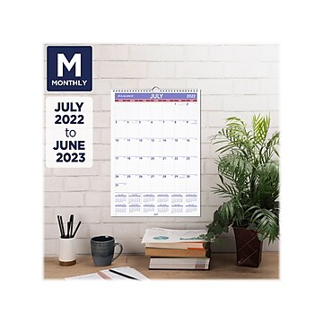 2022-2023 AT-A-GLANCE 17" x 12" Academic Monthly Wall Calendar, White/Purple/Red (PMA2-28-23)