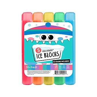 Fit & Fresh Cool Coolers Reusable Ice Packs, Assorted Colors, 5/Pack (9202KFF)