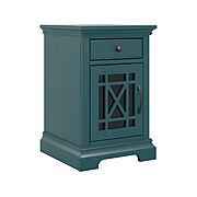 Bush Furniture Magnitude 17" x 18" Small Side Table with Storage and USB Ports, Heirloom Blue (MGT117HBSU)