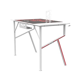 Eureka Ergonomic 47" Computer Gaming Desk, White/Red (STGD005)
