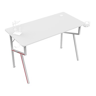 Eureka Ergonomic 47" Computer Gaming Desk, White/Red (STGD005)