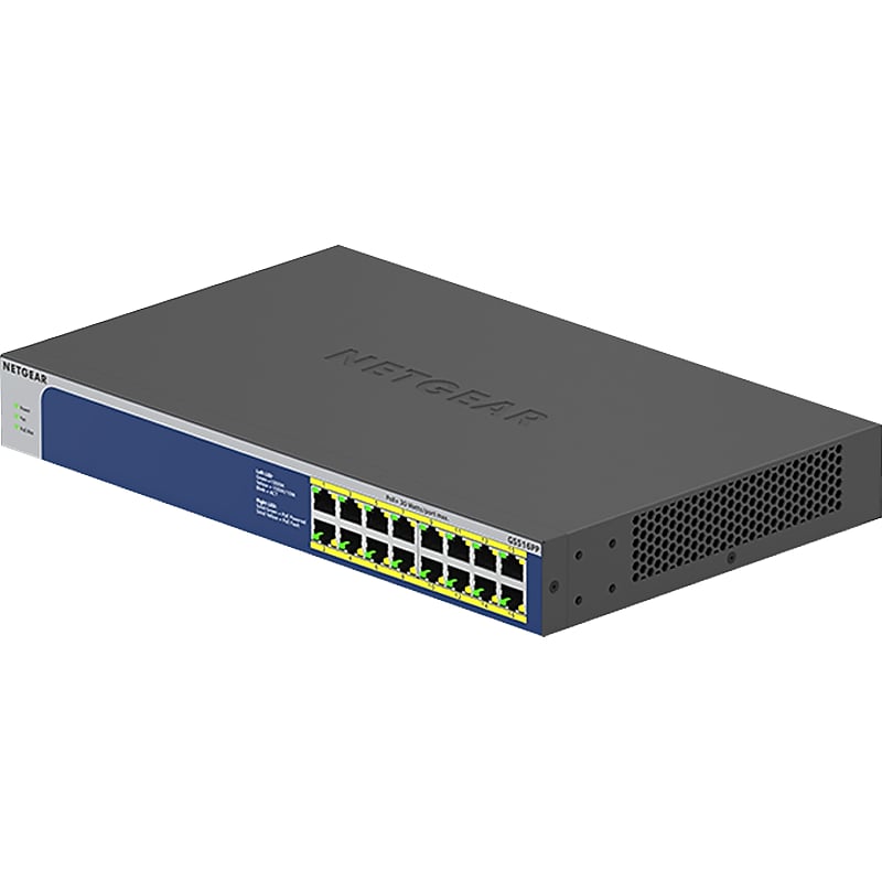 Netgear 16-Port Gigabit Ethernet Unmanaged Switch, 10/100/1000 Mbps, Black (GS516PP-100NAS) image 1