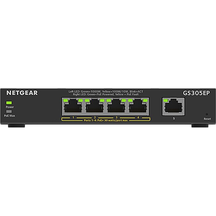 Netgear Plus 5-Port Gigabit Ethernet Managed Switch, 10/100/1000