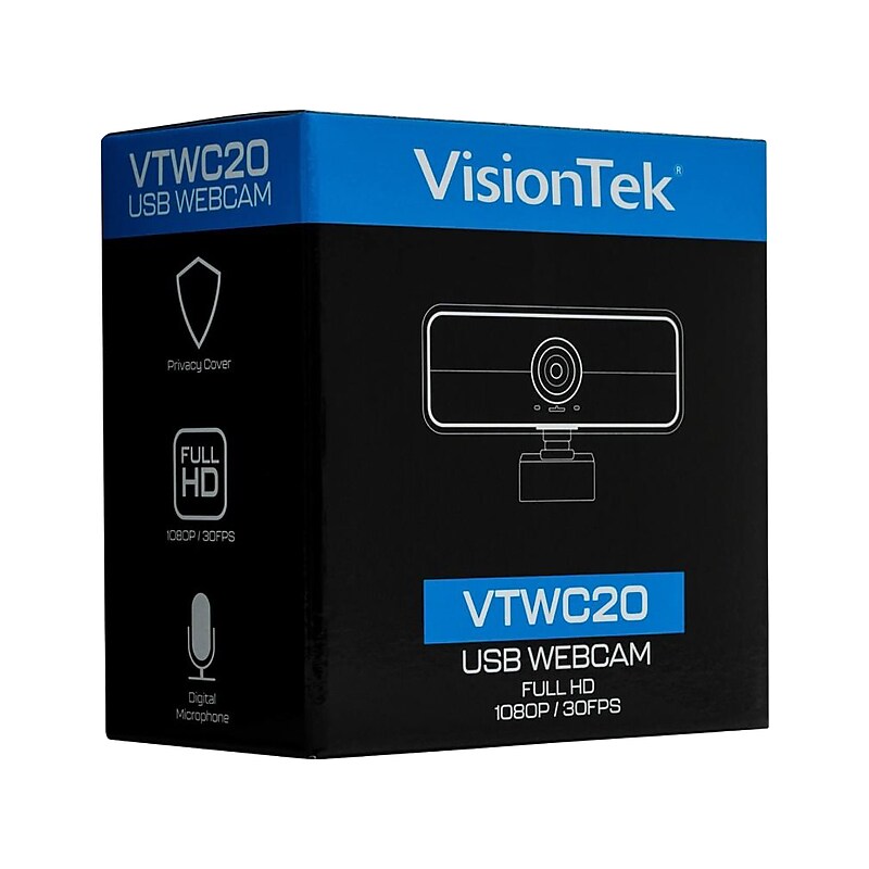 VisionTek VTWC20 HD 1080p Webcam, Black (901380) image 1