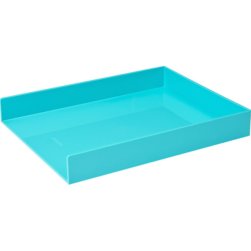Poppin Stackable Front Loading Letter Tray, Letter Size, Aqua Plastic (100230) image 1