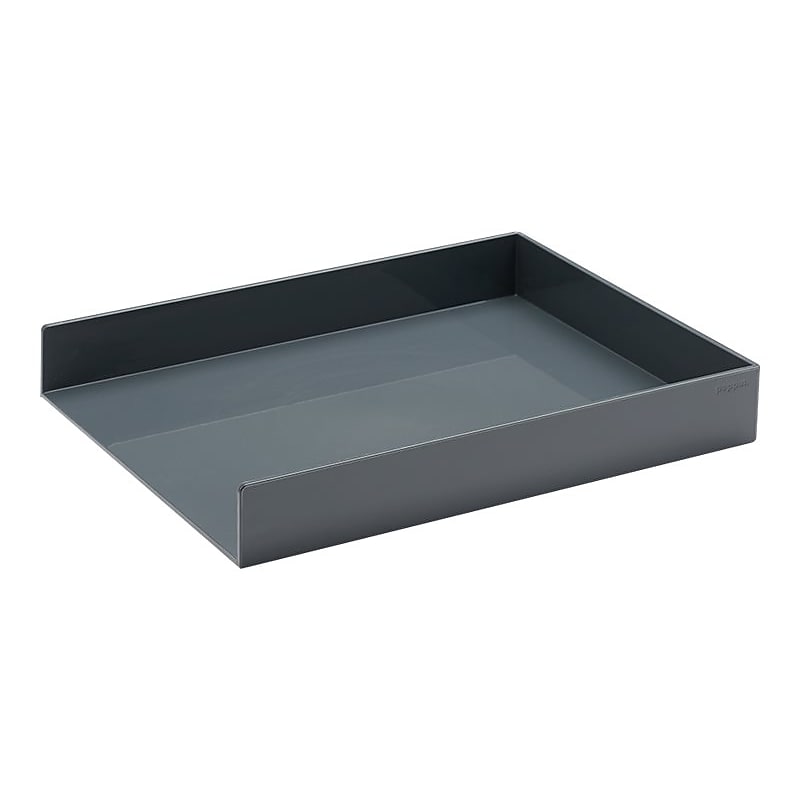 Poppin Stackable Front Loading Letter Tray, Letter Size, Dark Gray (102724) image 1