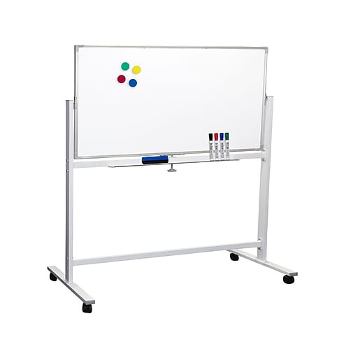 Excello Global Products DryErase Mobile Whiteboard, Aluminum Frame, 48