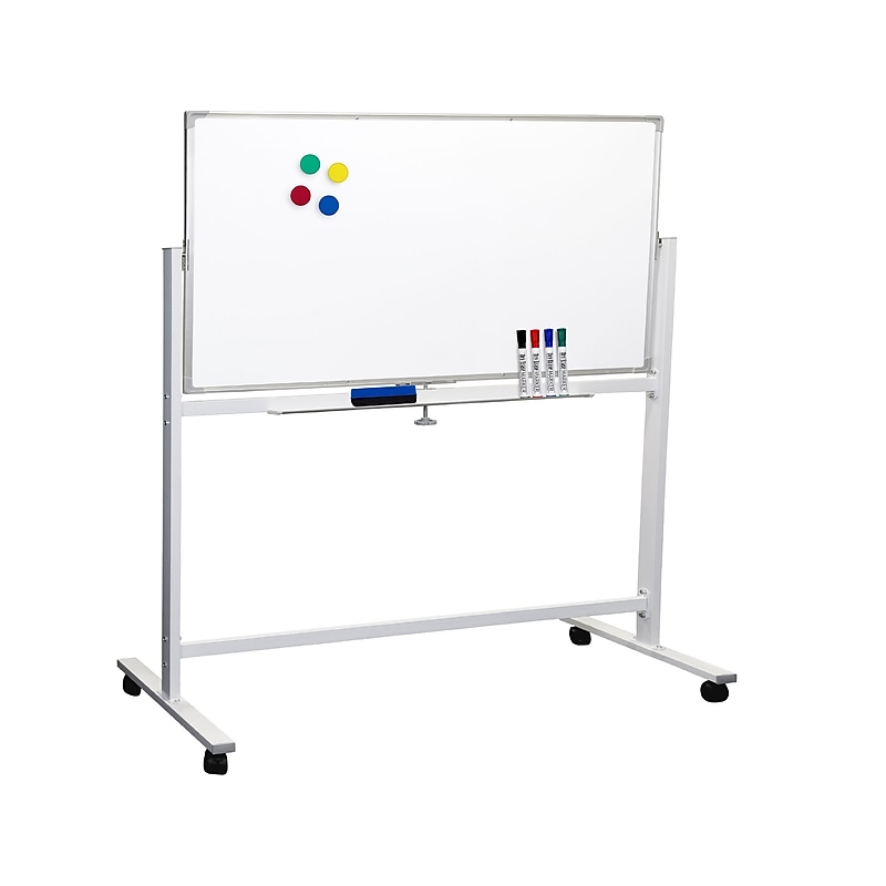 Excello Global Products Dry-Erase Mobile Whiteboard, Aluminum Frame, 48" x 32" (EGP-HD-0066) image 1