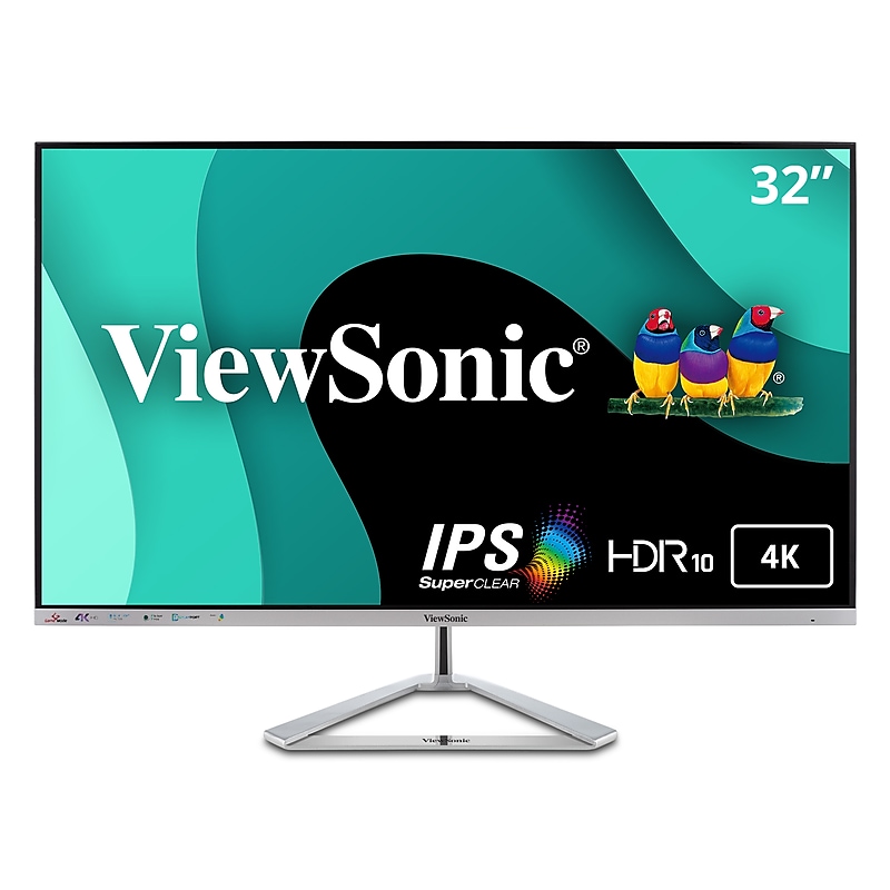 ViewSonic 32" 4K Ultra HD 60Hz LCD Monitor, Silver (VX3276-4K-MHD) image 1
