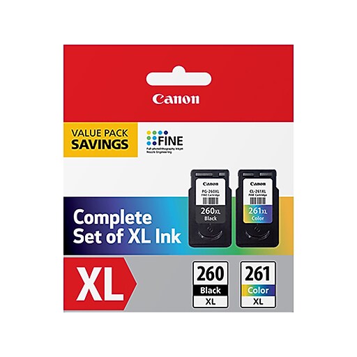 Canon 260XL/261XL Black and TriColor High Yield Ink Cartridge, 2/Pack