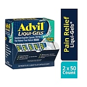 Advil Liqui-Gels Pain Reliever/Fever Reducer, Solubilized Ibuprofen 200mg, 2/Packet, 50 Packets/Box) (016902)