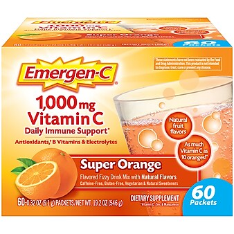 Emergen-C 1000mg Vitamin C Supplement Powder, Super Orange, 60/Pack (130213)