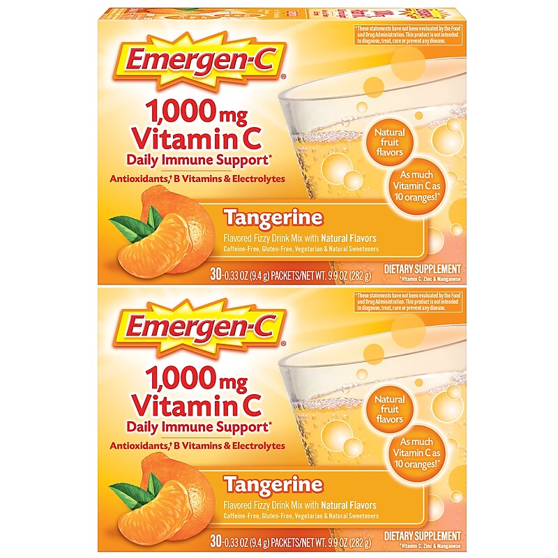 Emergen-C 1000mg Vitamin C Supplement Powder, Tangerine, 60/Box (139051) image 1