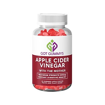 GOT GUMMYS Apple Cider Vinegar Gummies, Apple Flavor, 60/Jar, 2 Jars/Pack (TBN203144)