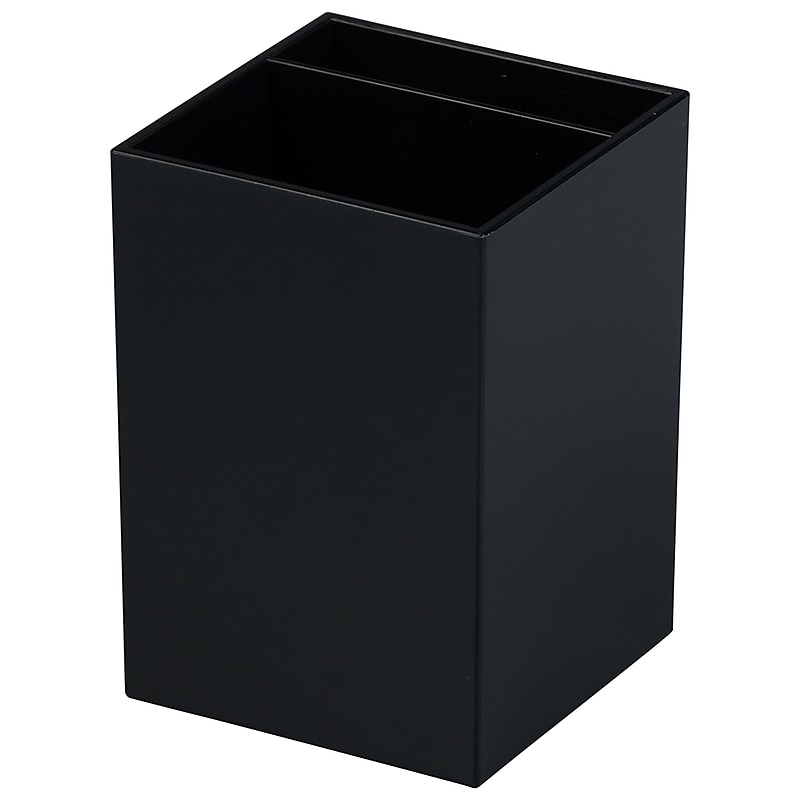 JAM PAPER 2 Compartment Plastic Pen Holder, Black (341BL) image 1