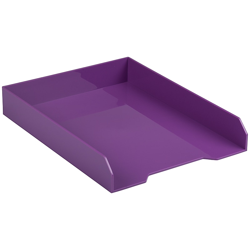 AM Paper Stackable Front Loading Letter Tray, Letter Size, Purple Plastic (344PU) image 1