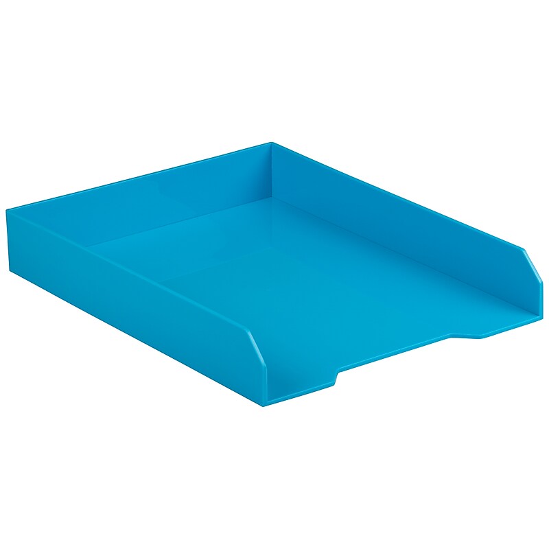 JAM Paper Stackable Front Loading Letter Tray, Letter Size, Blue Plastic (344BU) image 1
