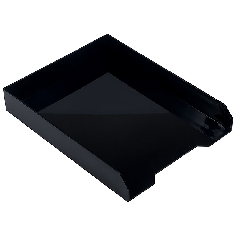 JAM Paper Stackable Front Loading Letter Tray, Letter Size, Black Plastic, (344BL) image 1