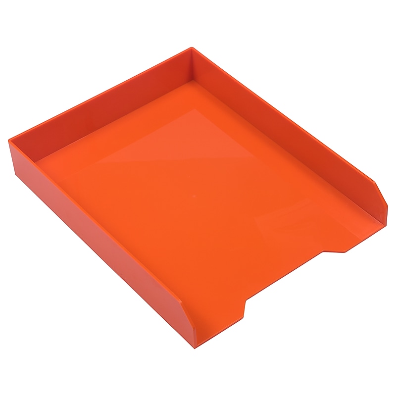 JAM Paper Stackable Front Loading Letter Tray, Letter Size, Orange Plastic, 2/Pack (344ORA) image 1