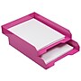 JAM Paper Stackable Front Loading Letter Tray, Letter Size, Pink Plastic, 2/Pack (344PIA)~#|#~sp147384522_sc7
