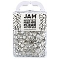 JAM PAPER Round Head Push Pins, Clear, 100/Pack (346RTCL)