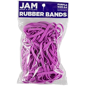 JAM Paper Rubber Bands, Size 64, Purple, 100/Pack (33364RBpu)