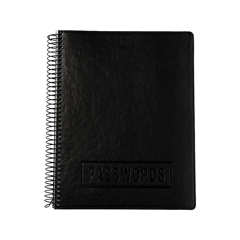 RE-FOCUS THE CREATIVE OFFICE 7.6" x 10" Executive Password Book, Faux Leather Black (10007) image 1