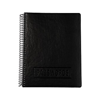 RE-FOCUS THE CREATIVE OFFICE 7.6" x 10" Executive Password Book, Faux Leather Black (10007)