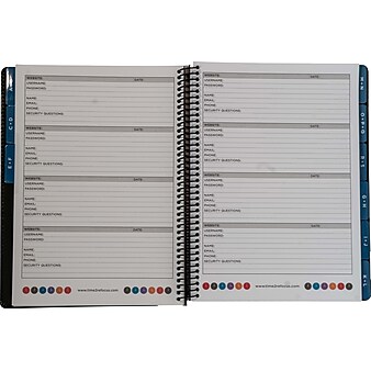 RE-FOCUS THE CREATIVE OFFICE 7.6" x 10" Executive Password Book, Faux Leather Black (10007)