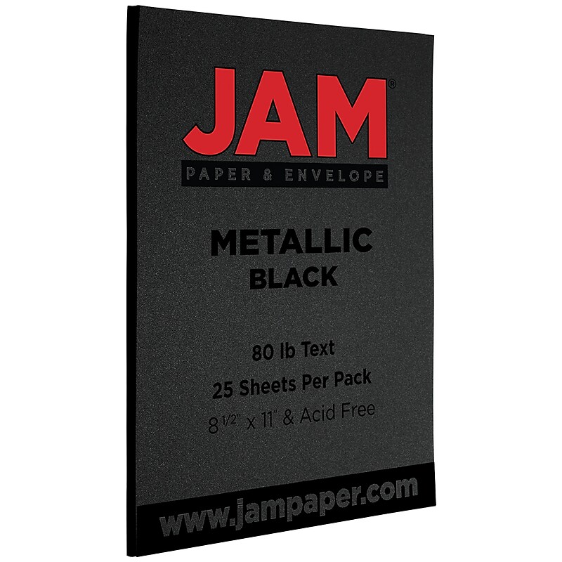 JAM PAPER Metallic  Colored Paper, 32 lb., 8.5" x 11", Black Stardream, 25 Sheets/Pack (1834385) image 1