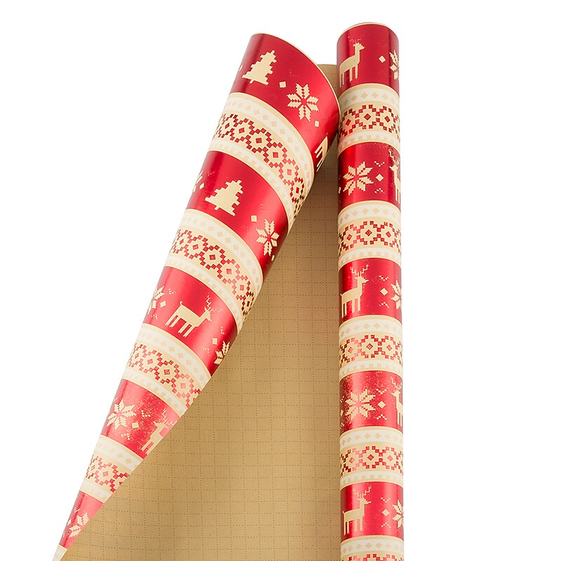 JAM Paper Christmas Wrapping Paper, 15' x 30", Pixel Christmas (165535316) image 1