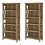 Bush Furniture Key West 66"H 5-Shelf Bookcase with Adjustable Shelves, Reclaimed Pine Laminated Wood, 2/Set (KWS046RCP)~#|#~sp147387138_sc7