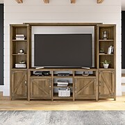 kathy ireland® Home by Bush Furniture Cottage Grove TV Stand Bundle, Reclaimed Pine, Screens up to 70" (CGR009RCP)