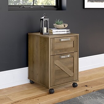 kathy ireland® Home by Bush Furniture 2-Drawer Vertical File Cabinet, Mobile, Letter/Legal, Reclaimed Pine, 17"