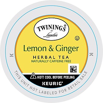Twinings of London Lemon & Ginger Herbal Tea, Keurig K-Cup Pods, 24/Box (F11019)