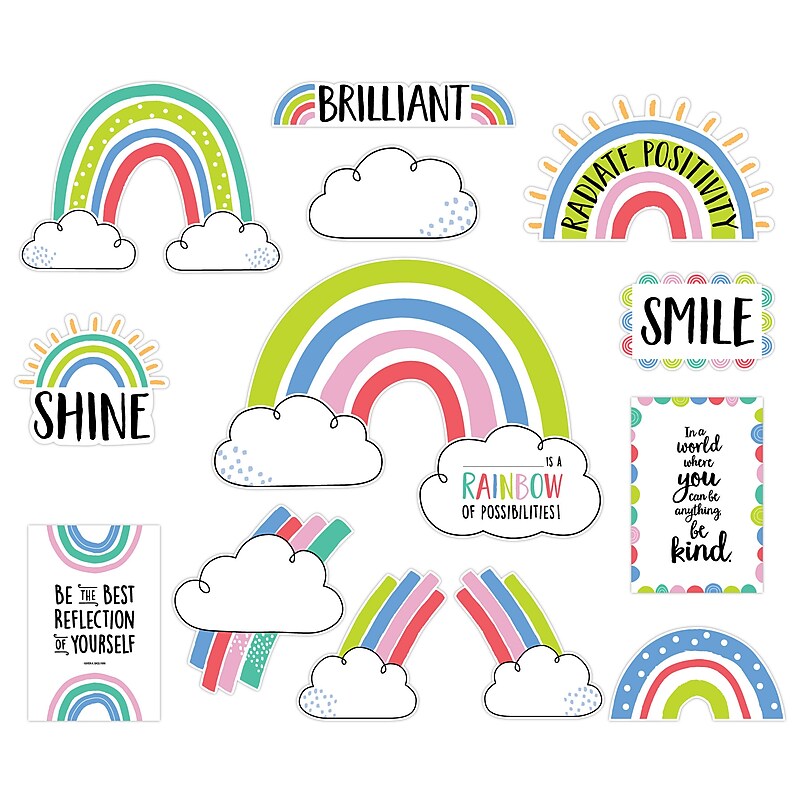 Creative Teaching Press Rainbow Doodles Doodly Rainbows Bulletin Board Set, 17/Set (CTP10425) image 1