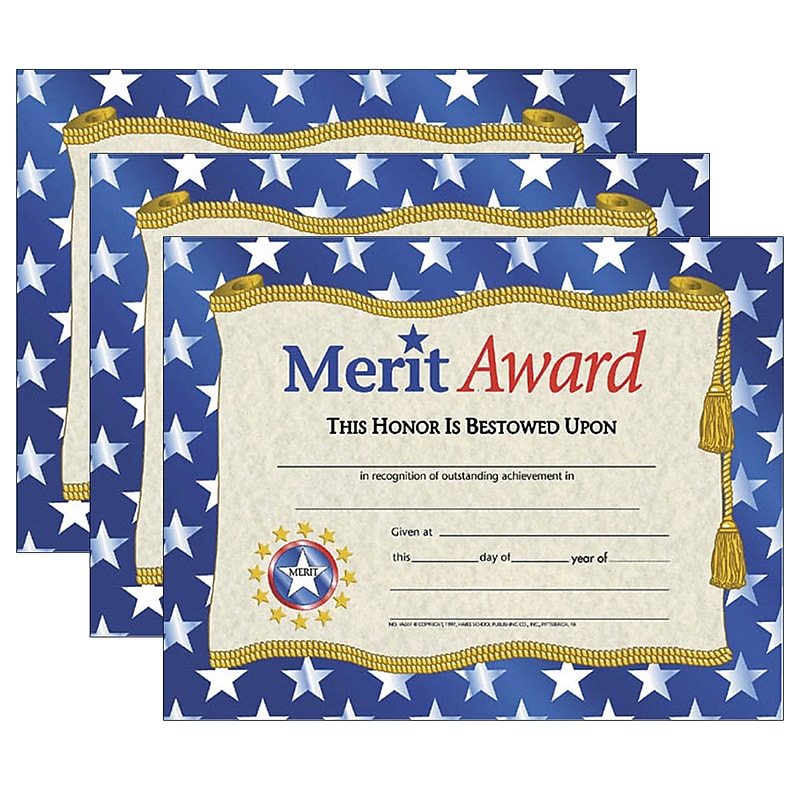 Hayes Publishing Merit Award Certificate, 8.5" x 11", 30/Pack, 3 Packs (H-VA507-3) image 1