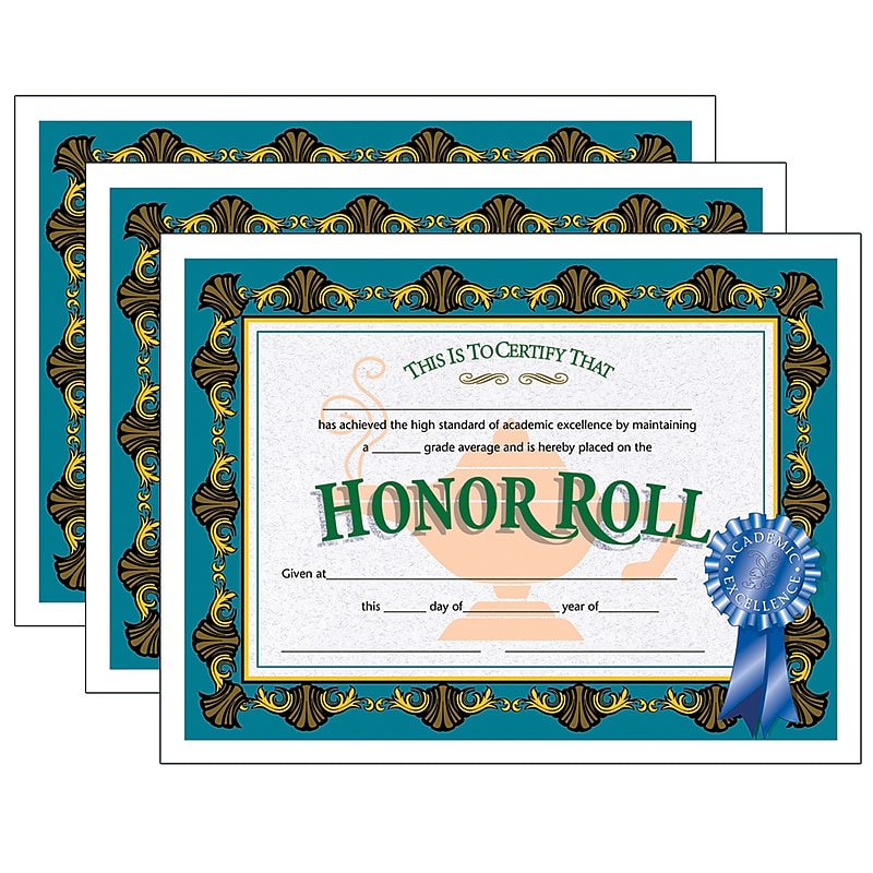 Hayes Publishing Honor Roll Certificate, 30/Pack, 3 Packs (H-VA512-3) image 1