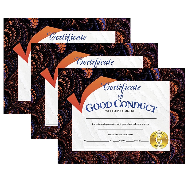 Hayes Publishing Certificate of Good Conduct, 8.5" x 11", 30 Per Pack, 3 Packs (H-VA587-3) image 1